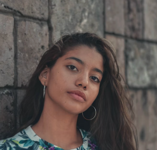Woman with long dark hair